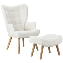 2 Piece Leander Boucle Armchair & Footstool Set